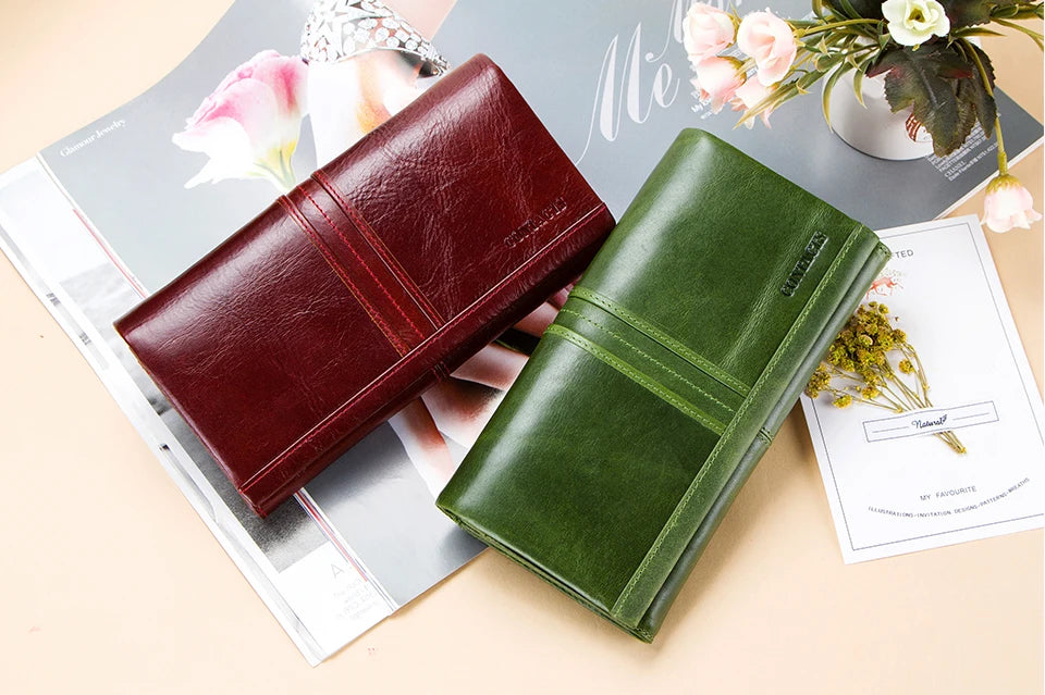 Women’s Genuine Leather Long Wallet Multi-functional Clutch, Card Holder & Purse