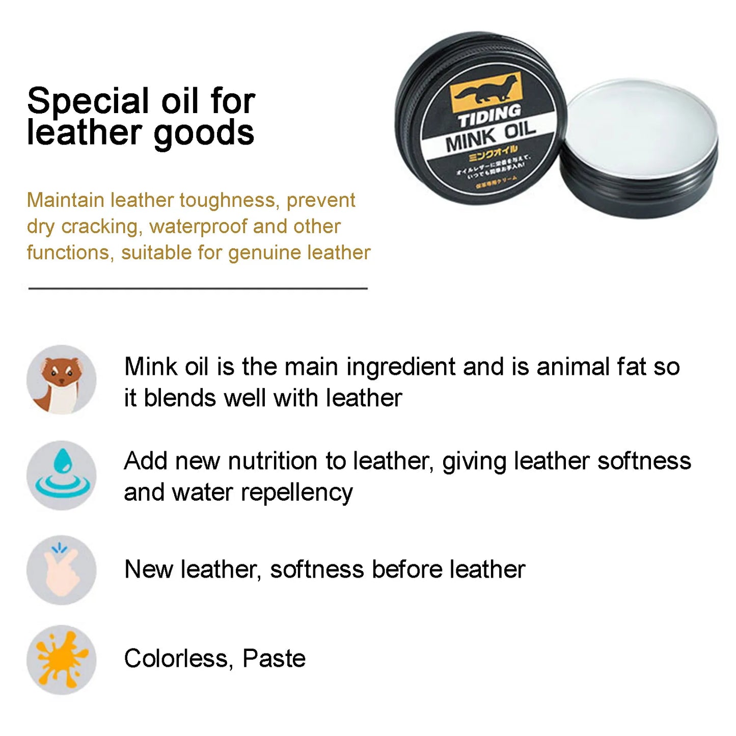 Leather Mink Oil Cream - Conditioner, Cleaner, & Leather Care Maintenance