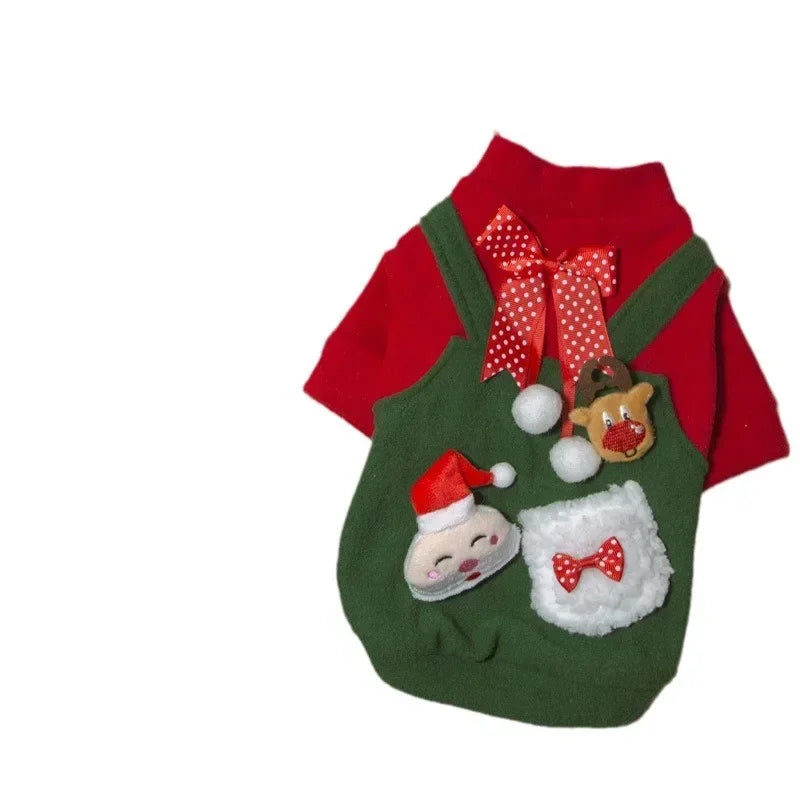 Pet Christmas Fleece Hoodie – Warm Winter Dog & Cat Clothing