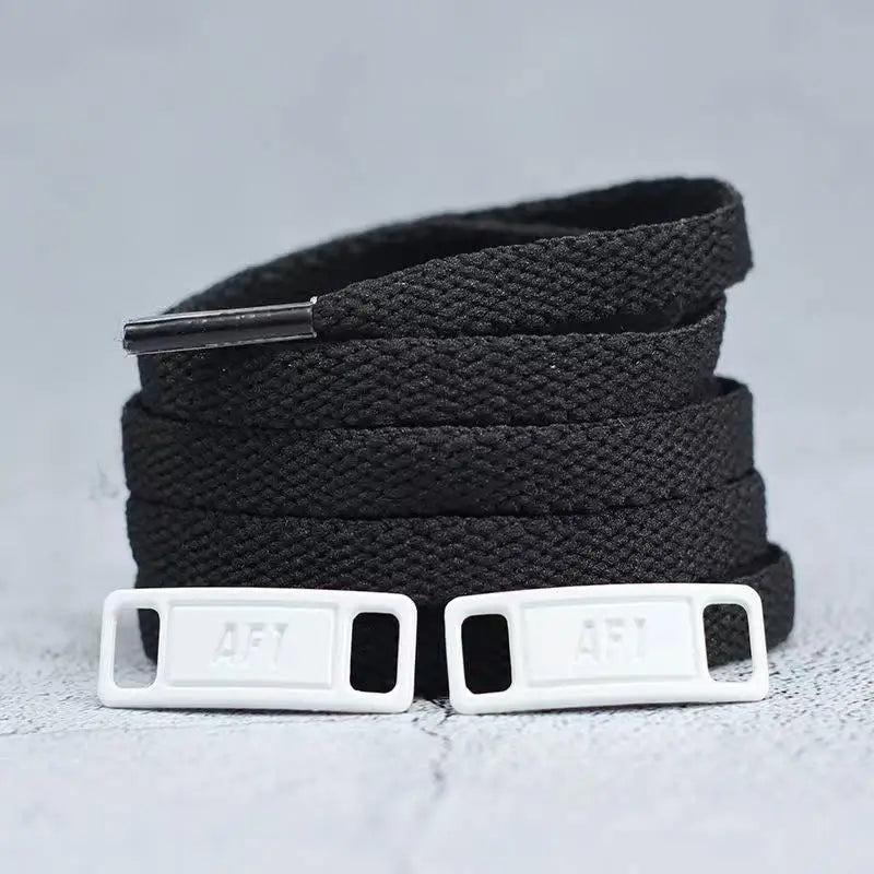 AF1 Shoelace Set, Black & White, 4Pcs with Metal Buckle, Sneaker Accessories