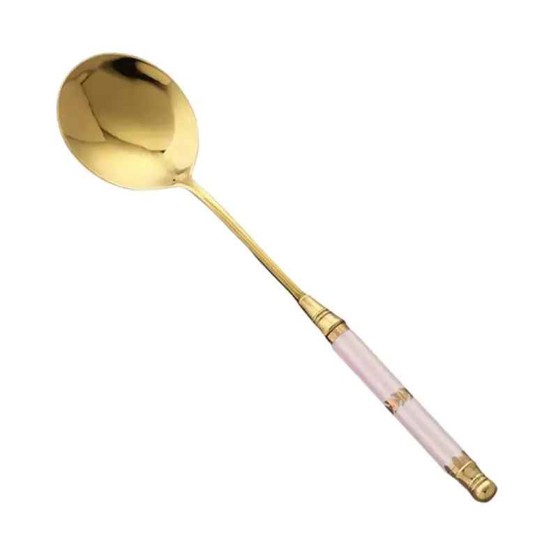 Gold-Plated Stainless Steel Stirring Rod with Ceramic Handle - Coffee & Cocktail