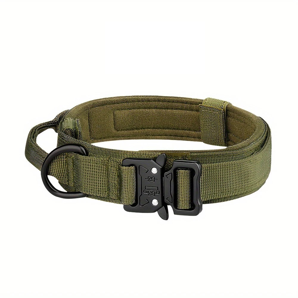 Tactical Dog Collar and Leash Set – Adjustable Nylon Control Handle for Training