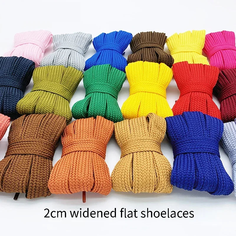 2cm Wide Flat Shoelaces for Sneakers, Fashion Rope, 100-160cm, 1 Pair