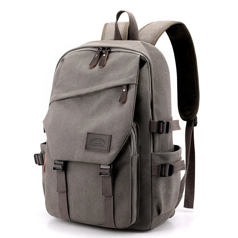 Men’s 15.6" Large Capacity Canvas Travel Backpack, Mountaineering Rucksack