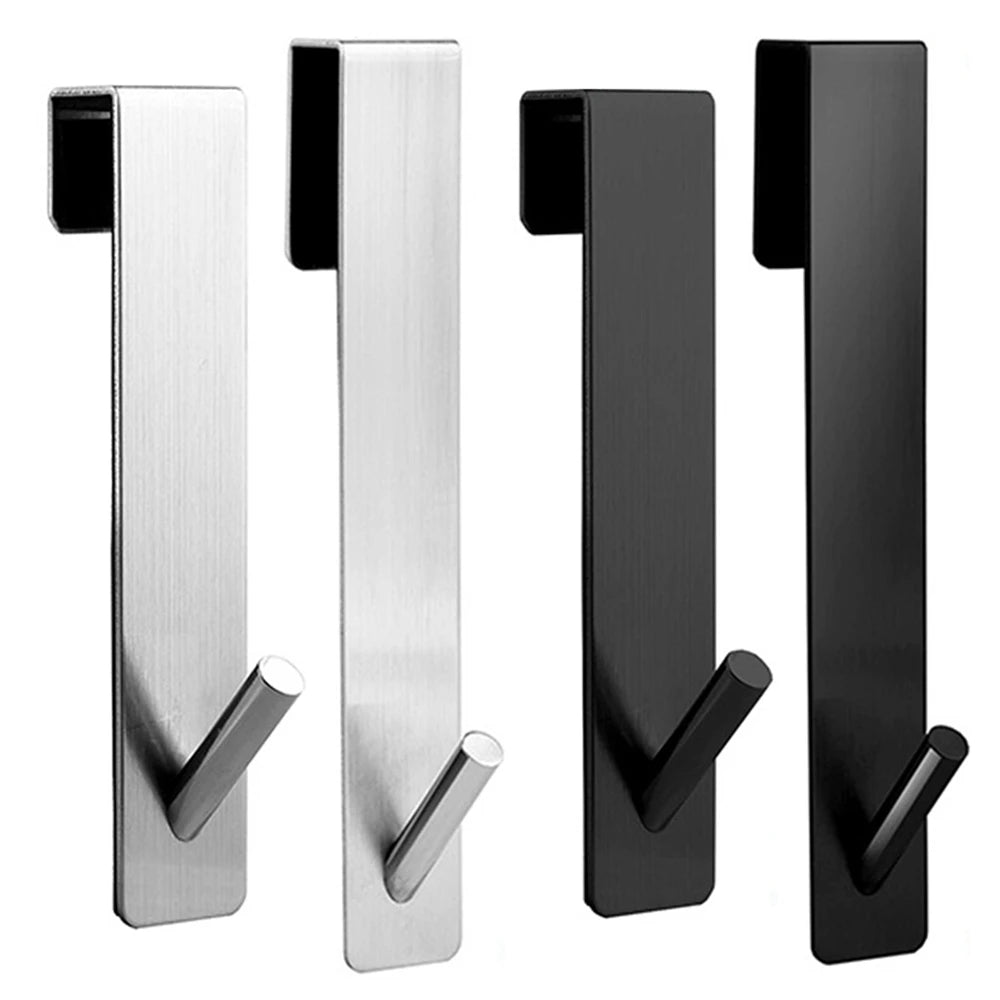 Stainless Steel Door Back Hook, Multi-Purpose Towel Rack for Bathroom, No Punching, 2 Sizes