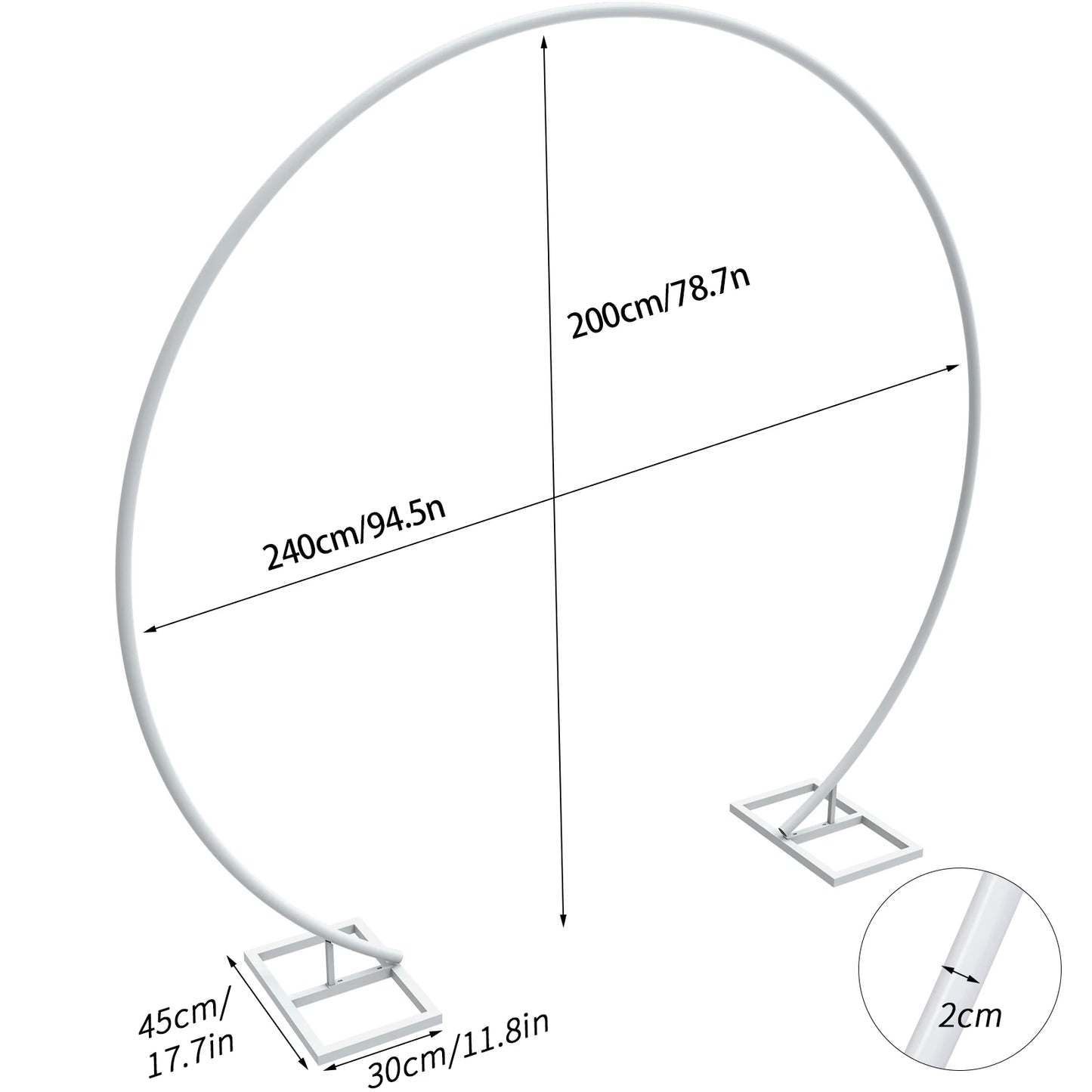 Large Round Metal Wedding Arch Backdrop Stand for Balloons and Flowers, White