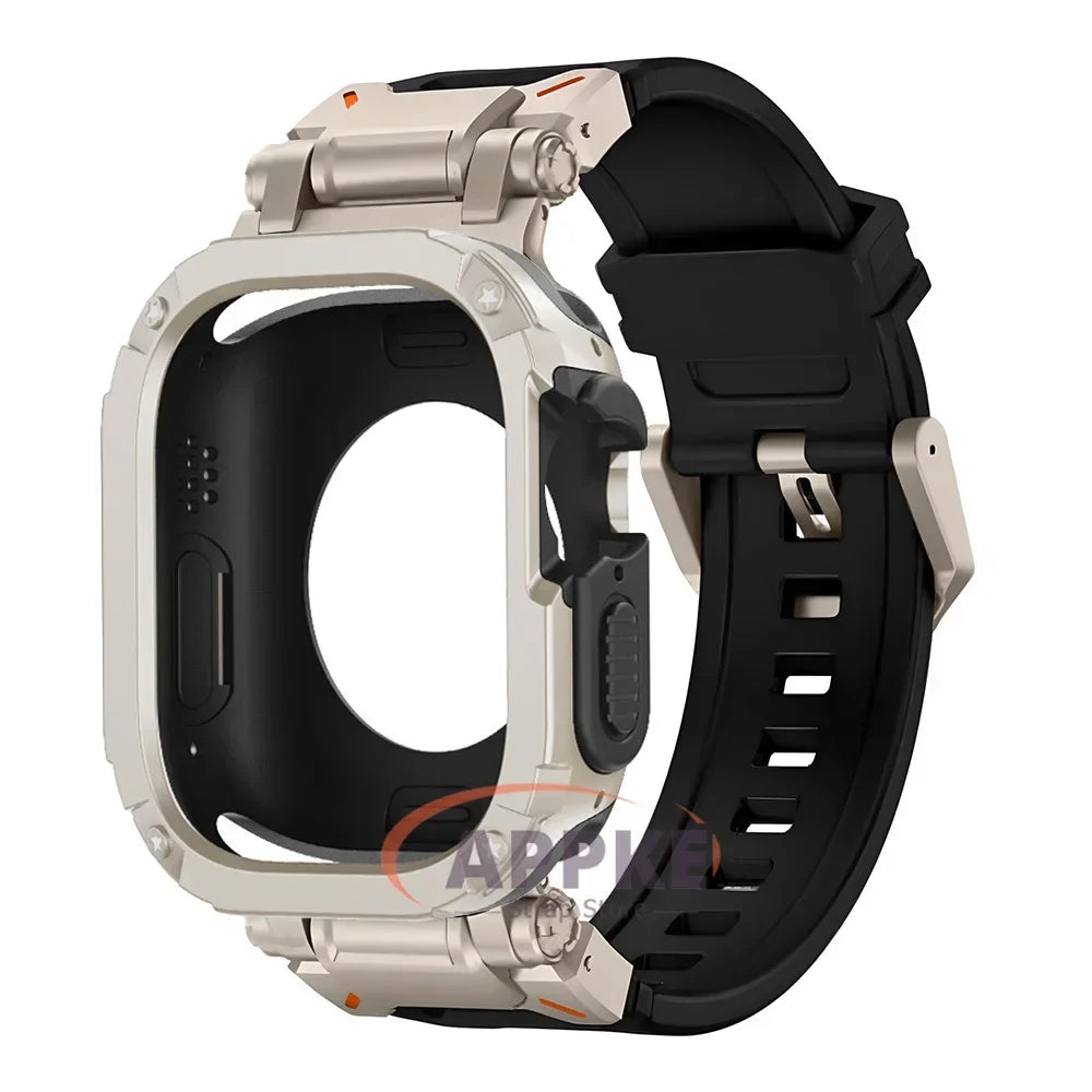 TPU Case and Rubber Strap for Apple Watch Ultra 49mm Series 9-4 Bracelet