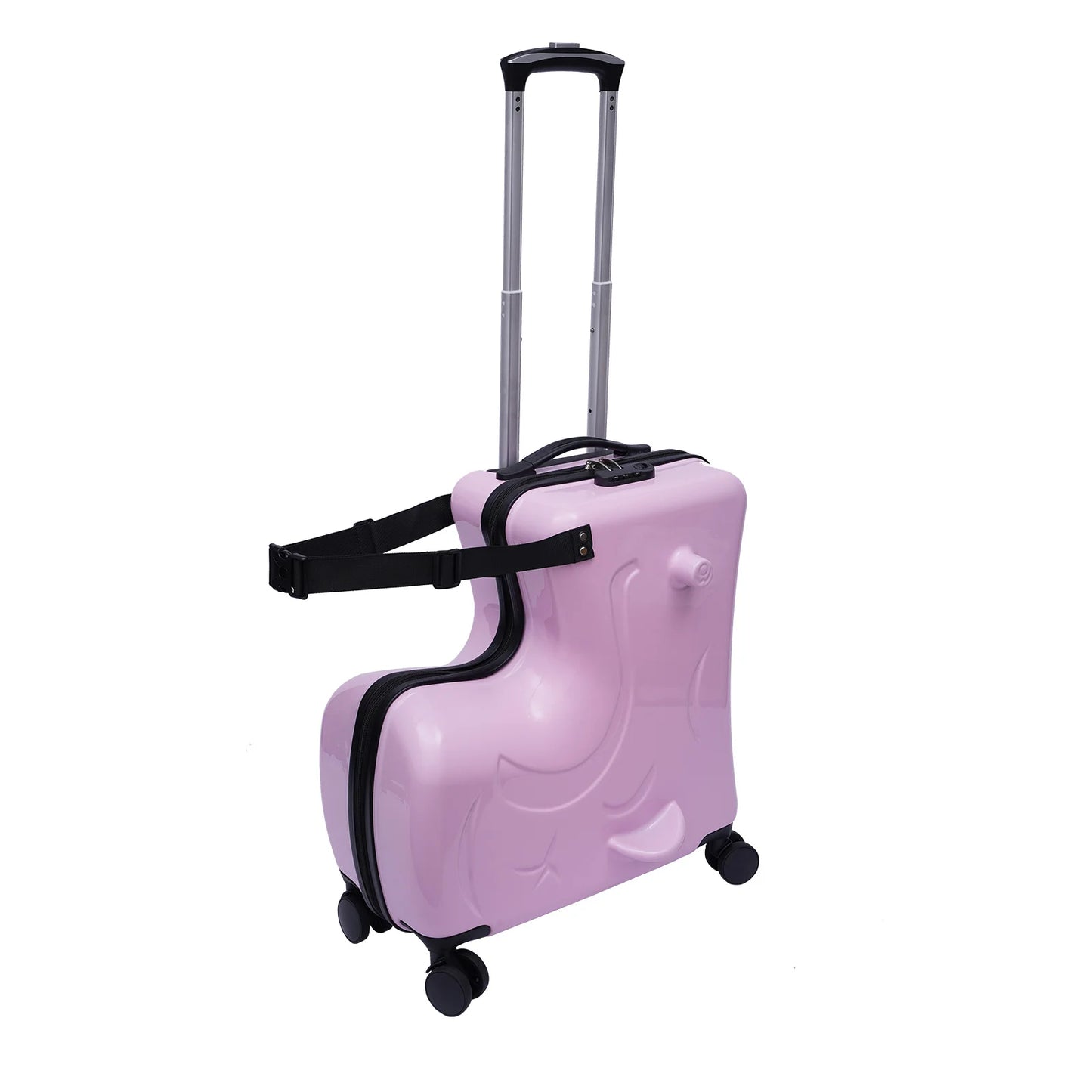 20" Kids Ride-On Spinner Luggage with Waterproof Design & Fun Features (Pink)