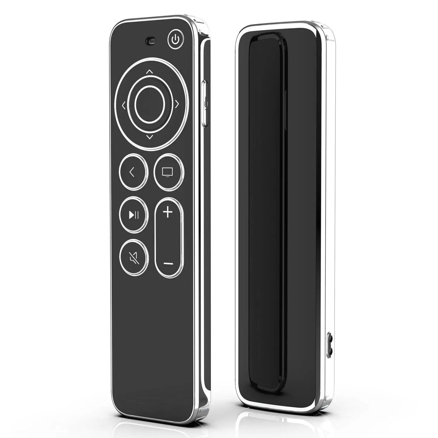 Clear TPU Case for Apple TV 4K 2021 Remote, Drop & Scratch Protection with Silver Edge