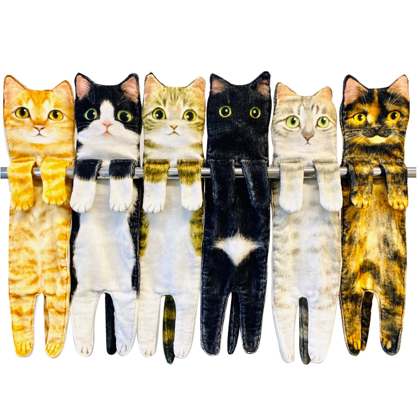 Funny Cat Hand Towels – Quick Dry Microfiber Hanging Towels for Kitchen & Bathroom