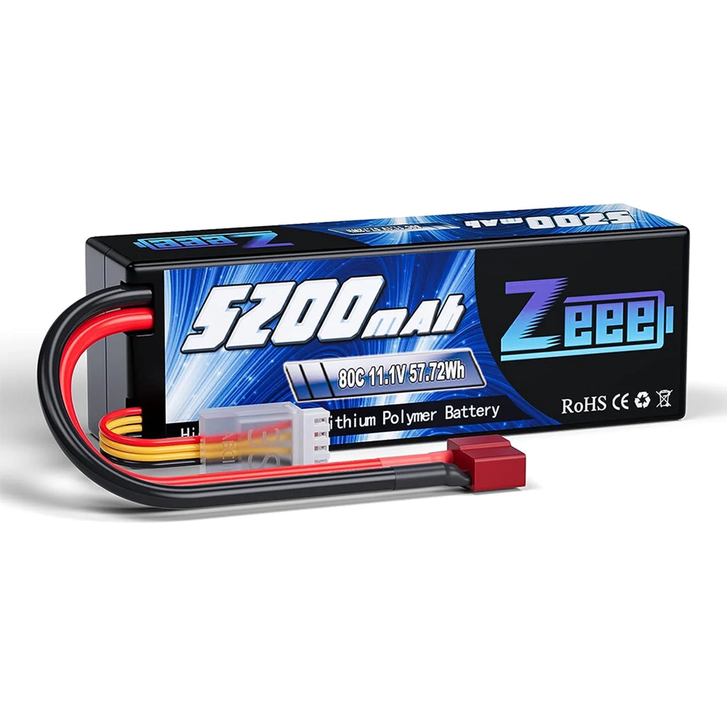 11.1V 80C 5200mAh 3S Lipo Battery Hardcase for RC Cars, Boats, Helicopters