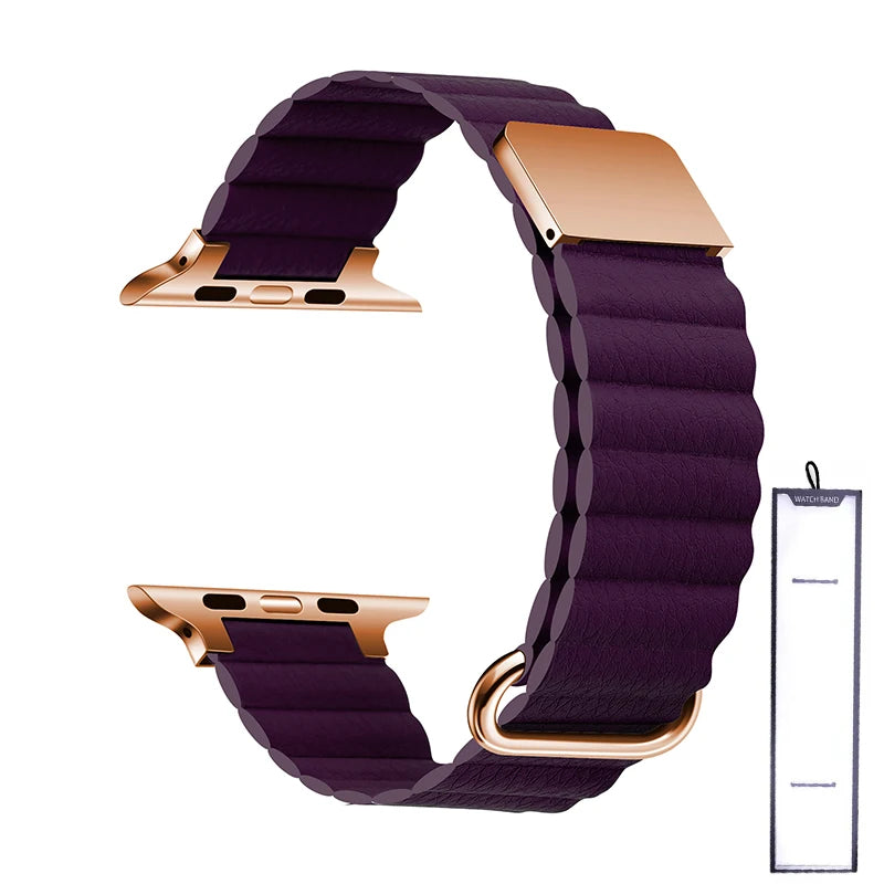 Leather Loop Strap for Apple Watch Ultra 38mm-49mm Magnetic Bracelet