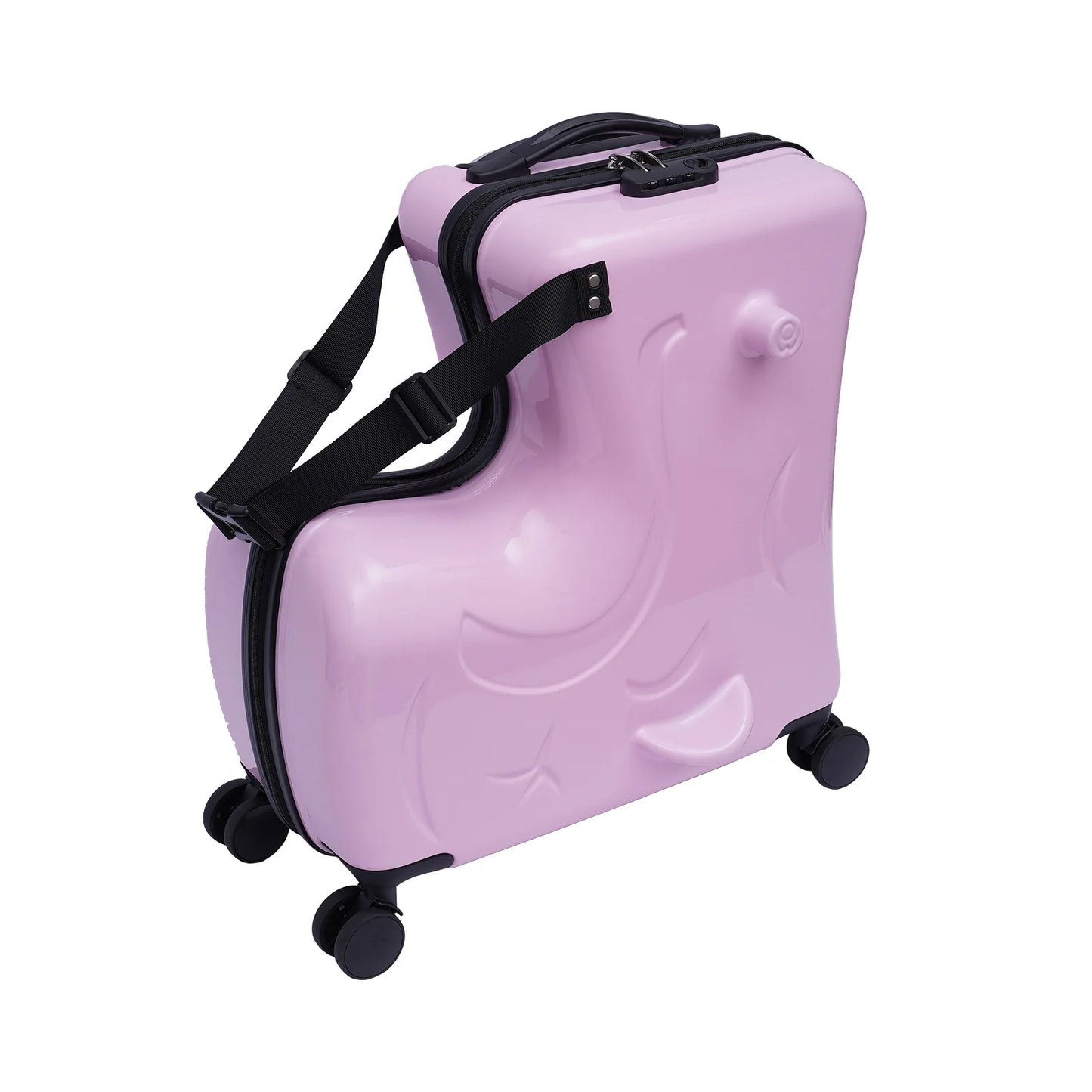 20" Kids Ride-On Spinner Luggage with Waterproof Design & Fun Features (Pink)