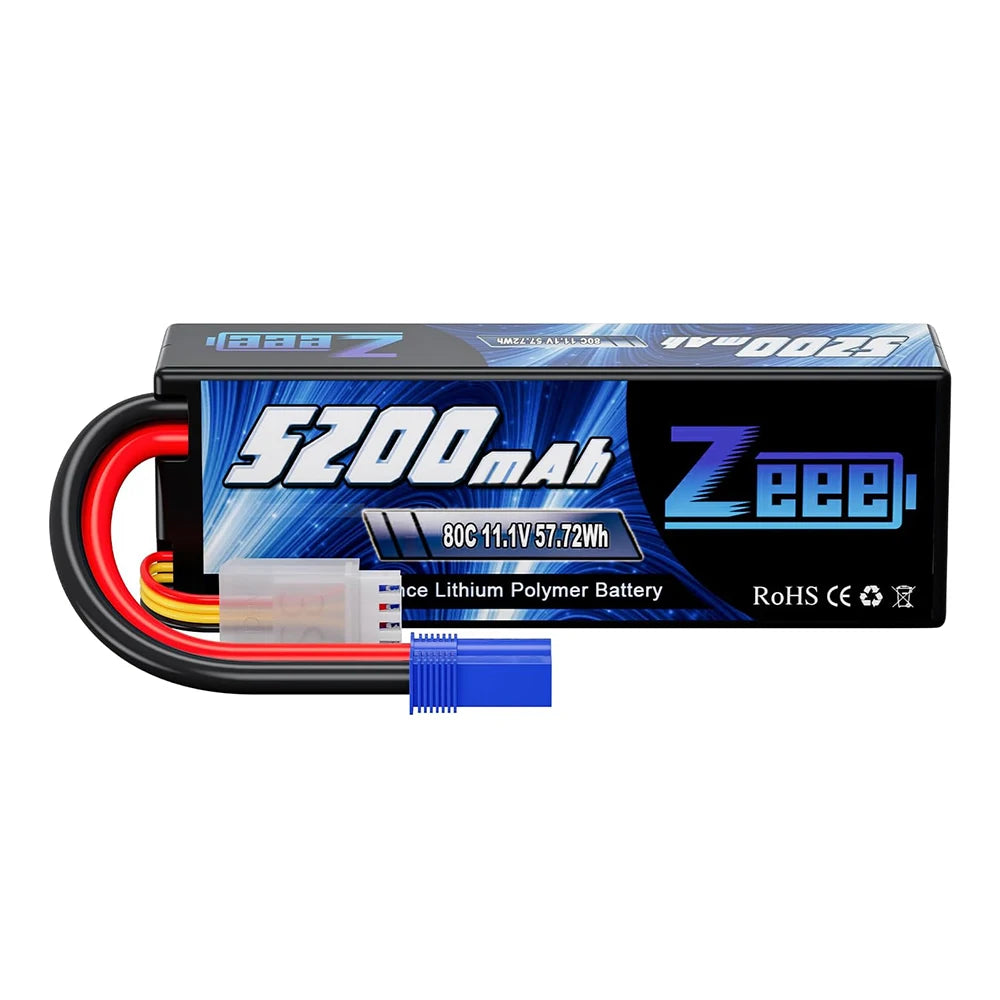 11.1V 80C 5200mAh 3S Lipo Battery Hardcase for RC Cars, Boats, Helicopters