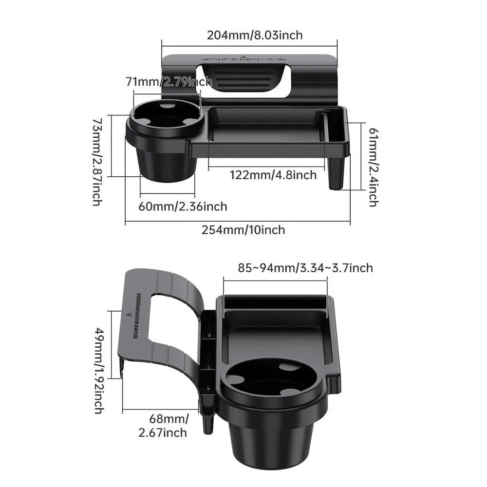 Car Door Storage Box Organizer with Cup Holder and Phone Stand, Durable ABS Material