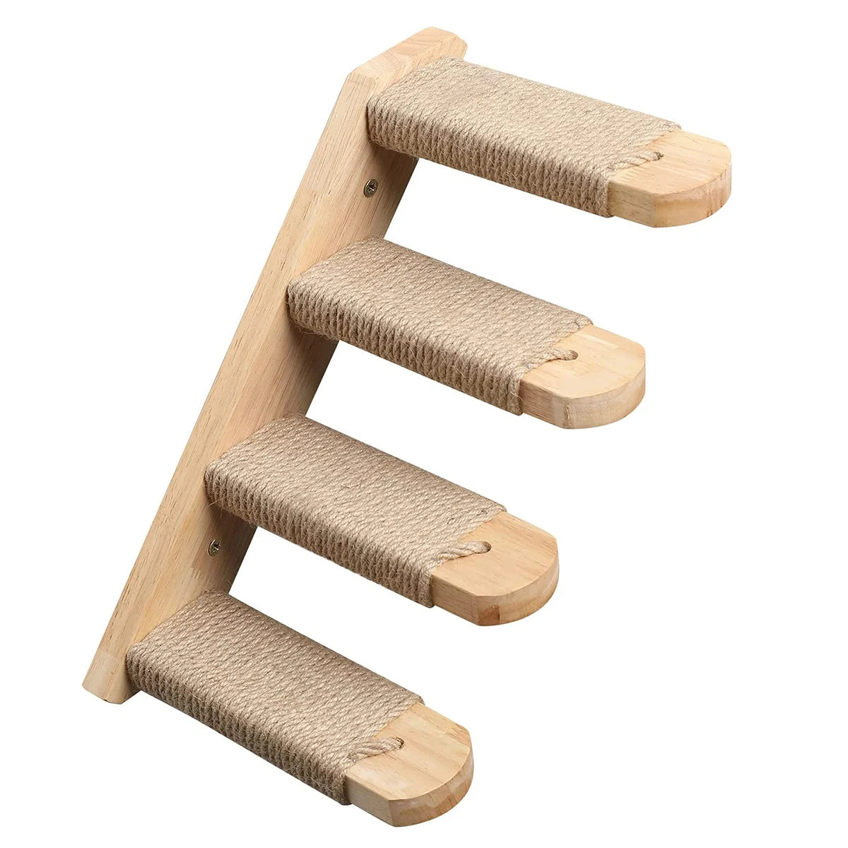 Cat Wall Mounted Wooden Climbing Ladder and Hammock with Scratching Post