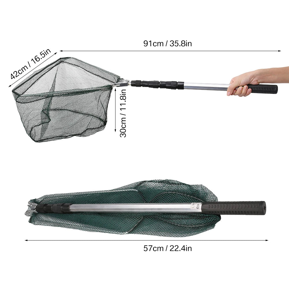 Telescopic Folding Fishing Net, 1.9m Aluminum Handle, Compact & Lightweight