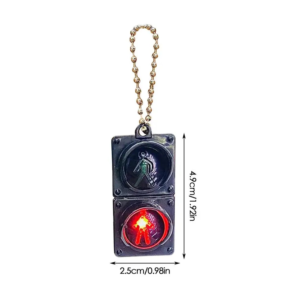 LED Traffic Light Keychain with Pedestrian Light, Fun Decorative Keyring