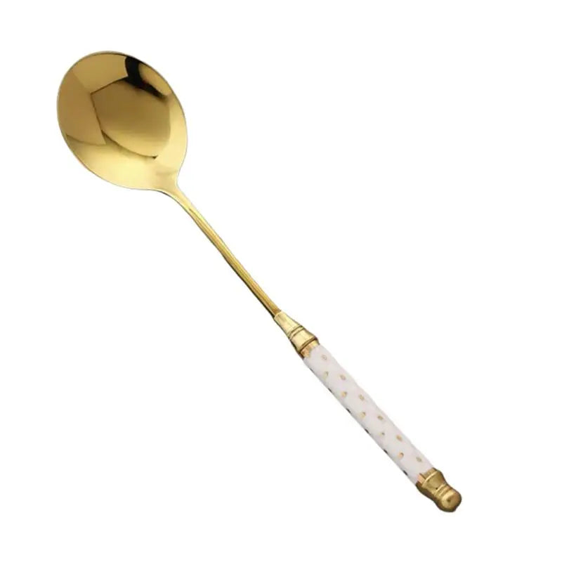 Gold-Plated Stainless Steel Stirring Rod with Ceramic Handle - Coffee & Cocktail