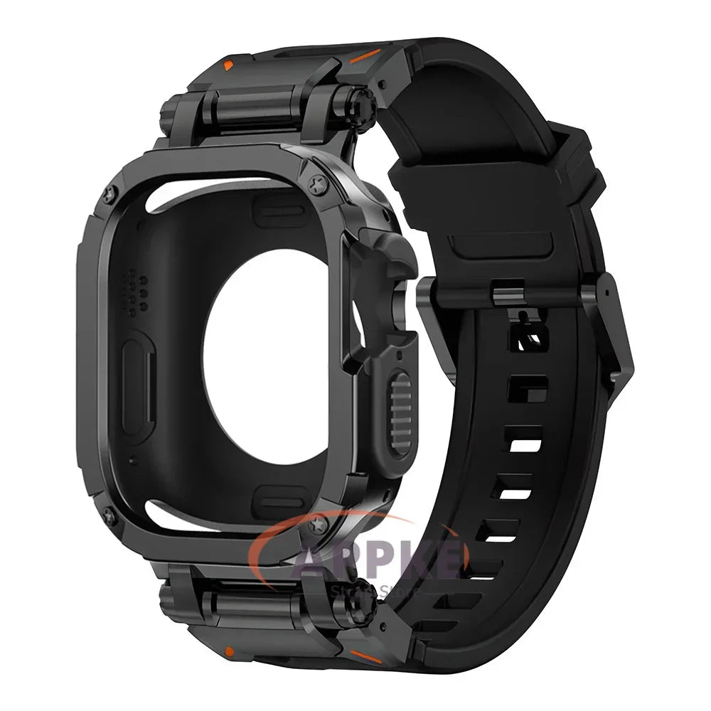 TPU Case and Rubber Strap for Apple Watch Ultra 49mm Series 9-4 Bracelet