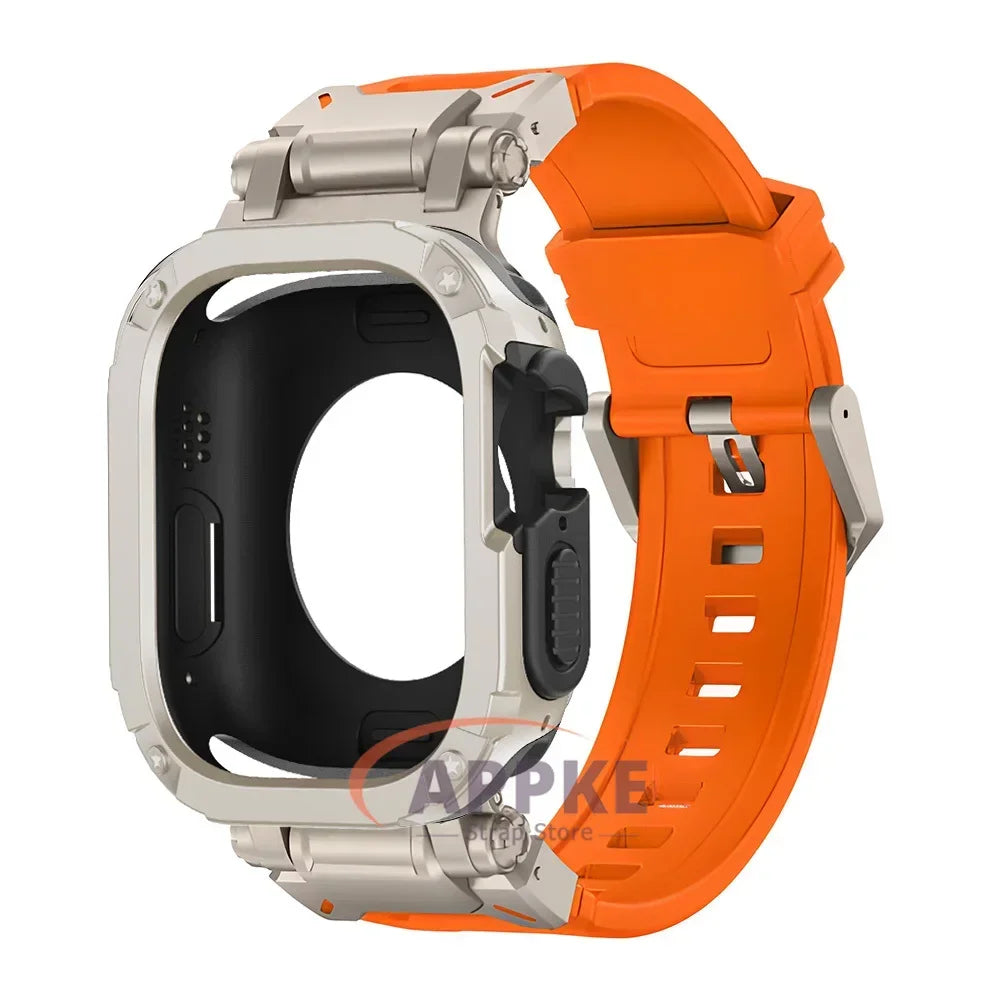 TPU Case and Rubber Strap for Apple Watch Ultra 49mm Series 9-4 Bracelet