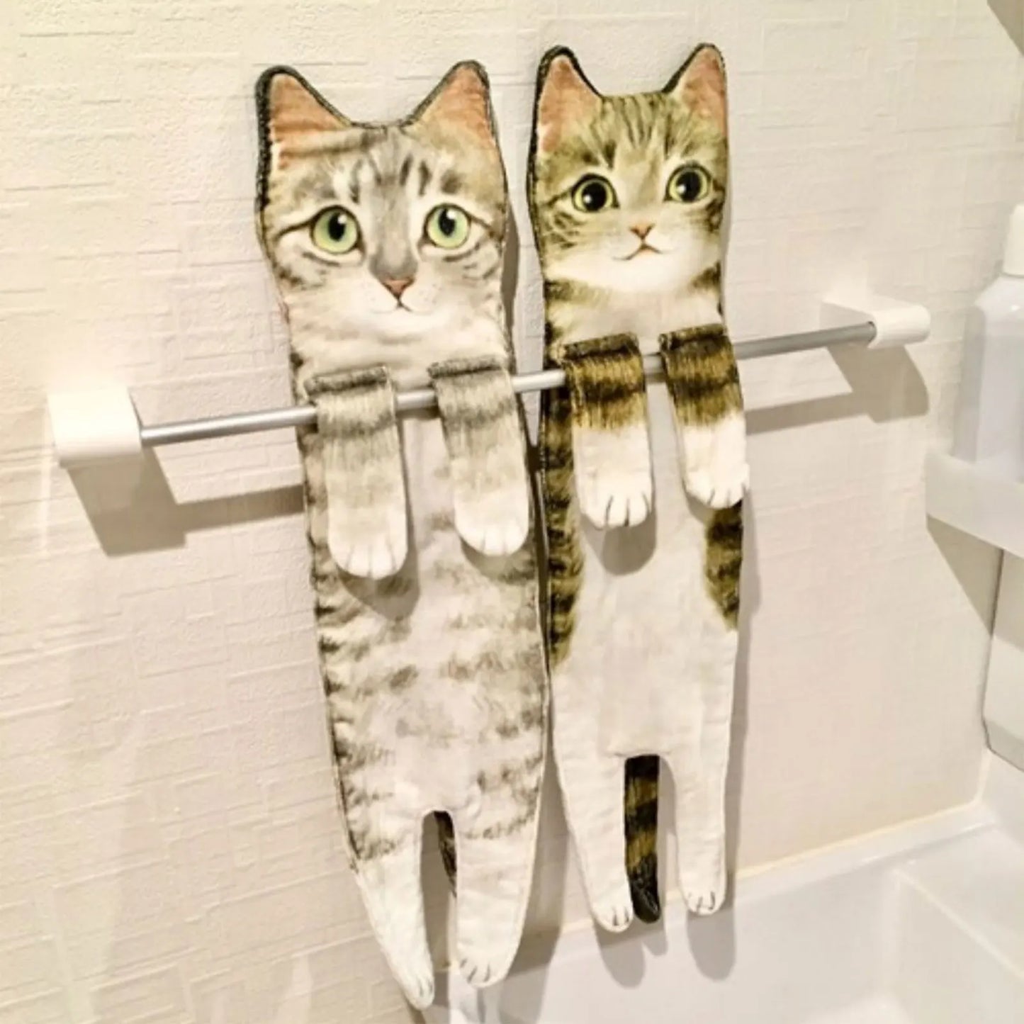 Funny Cat Hand Towels – Quick Dry Microfiber Hanging Towels for Kitchen & Bathroom