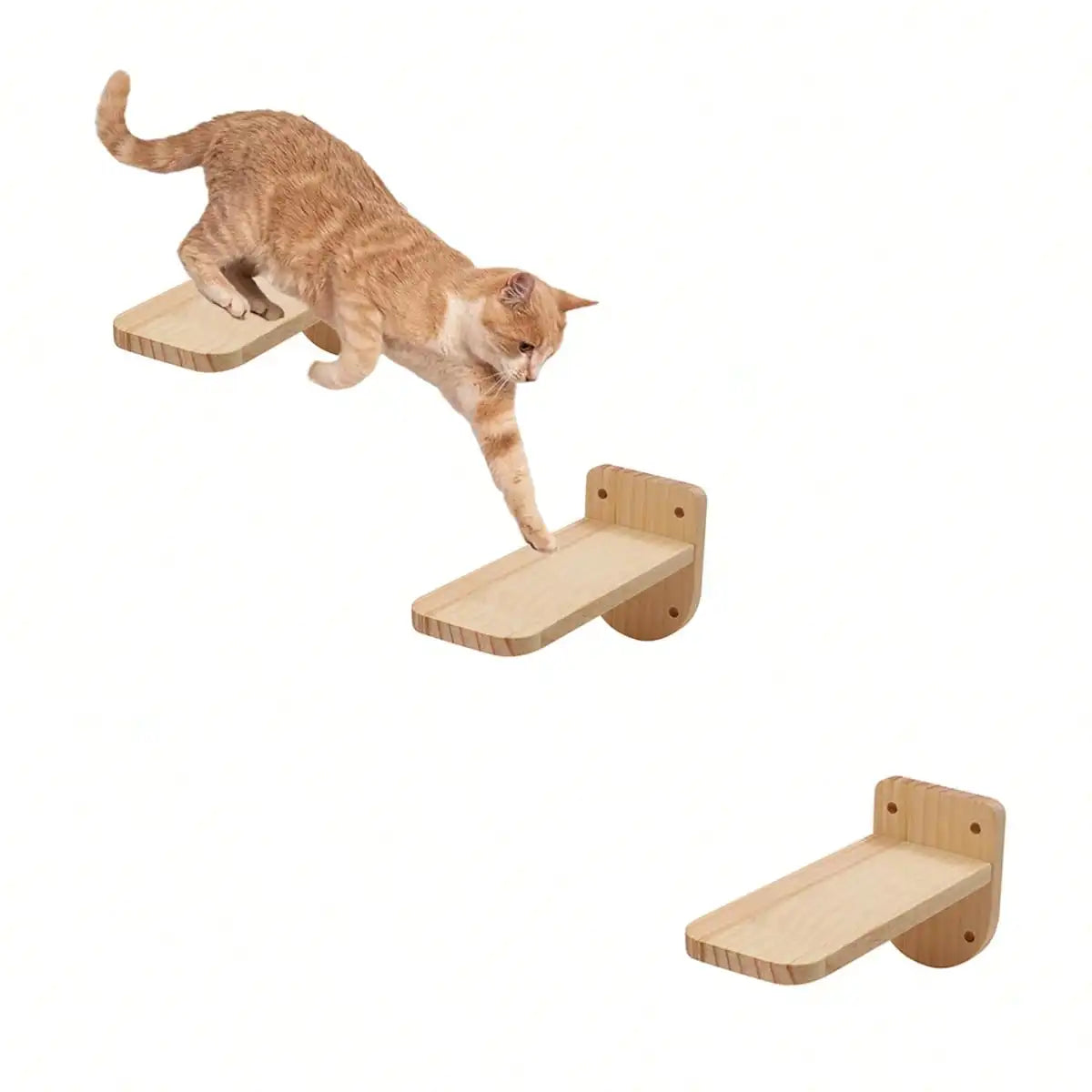 Cat Wall Mounted Wooden Climbing Ladder and Hammock with Scratching Post