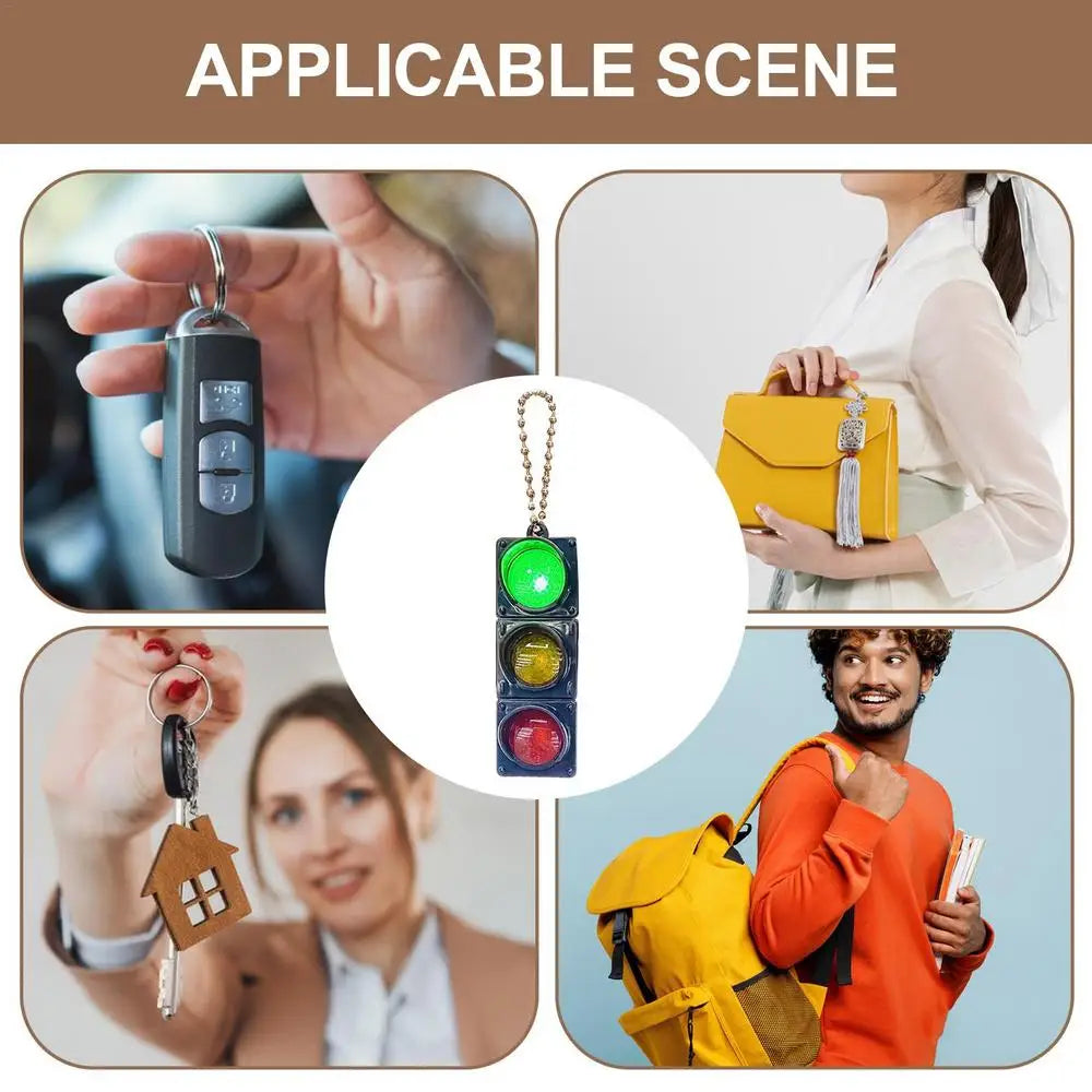 LED Traffic Light Keychain with Pedestrian Light, Fun Decorative Keyring