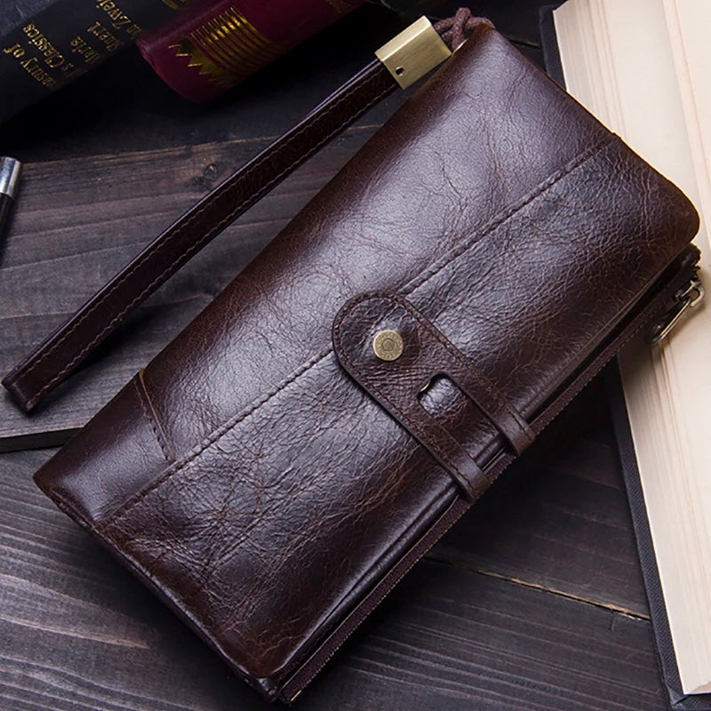 Women's Genuine Leather Long Clutch Wallet - Coin Purse & Phone Holder