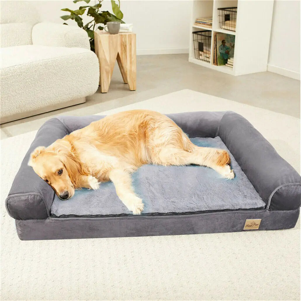 Orthopedic Dog Bed with Bolster | Waterproof, Washable Cover (L, XL, XXL)