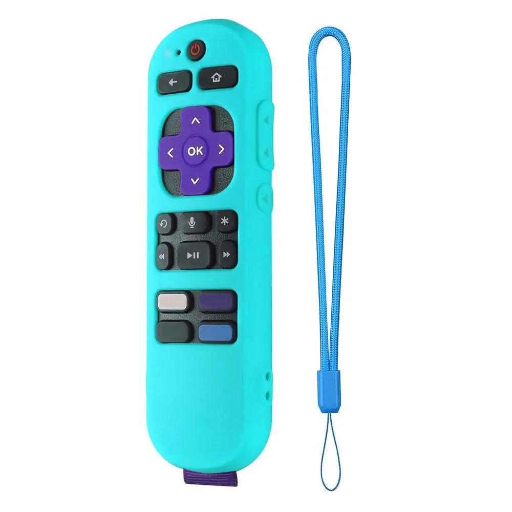 Silicone Protective Case for Roku TV Remote - Anti-Slip Cover with Lanyard