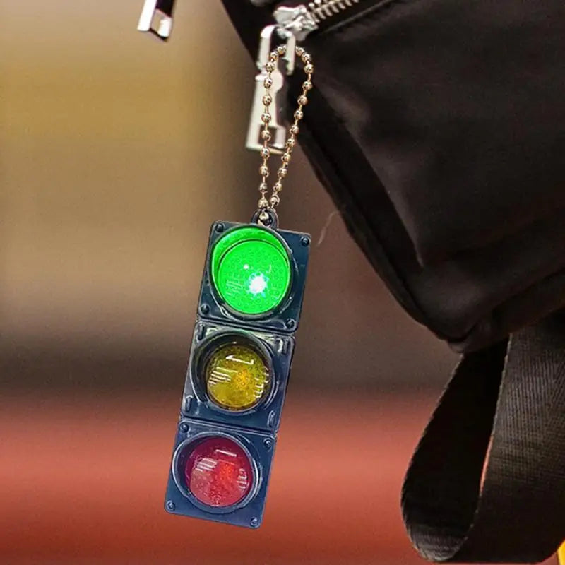 LED Traffic Light Keychain with Pedestrian Light, Fun Decorative Keyring