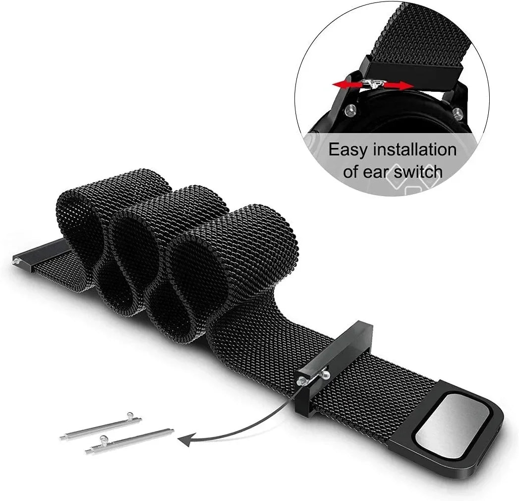 Milanese Loop Strap 20/22mm for Samsung Galaxy Watch 4/5/3, Amazfit, Huawei GT