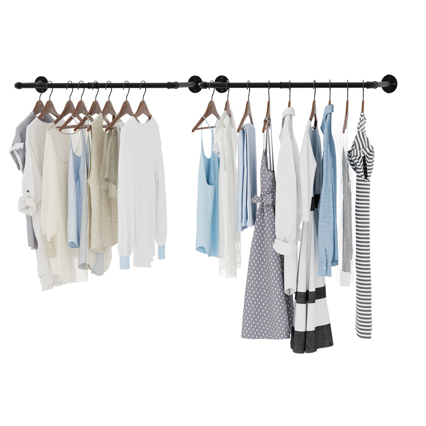 Pack of 2 Industrial Pipe Clothes Rack – Wall-Mounted Garment Organizer