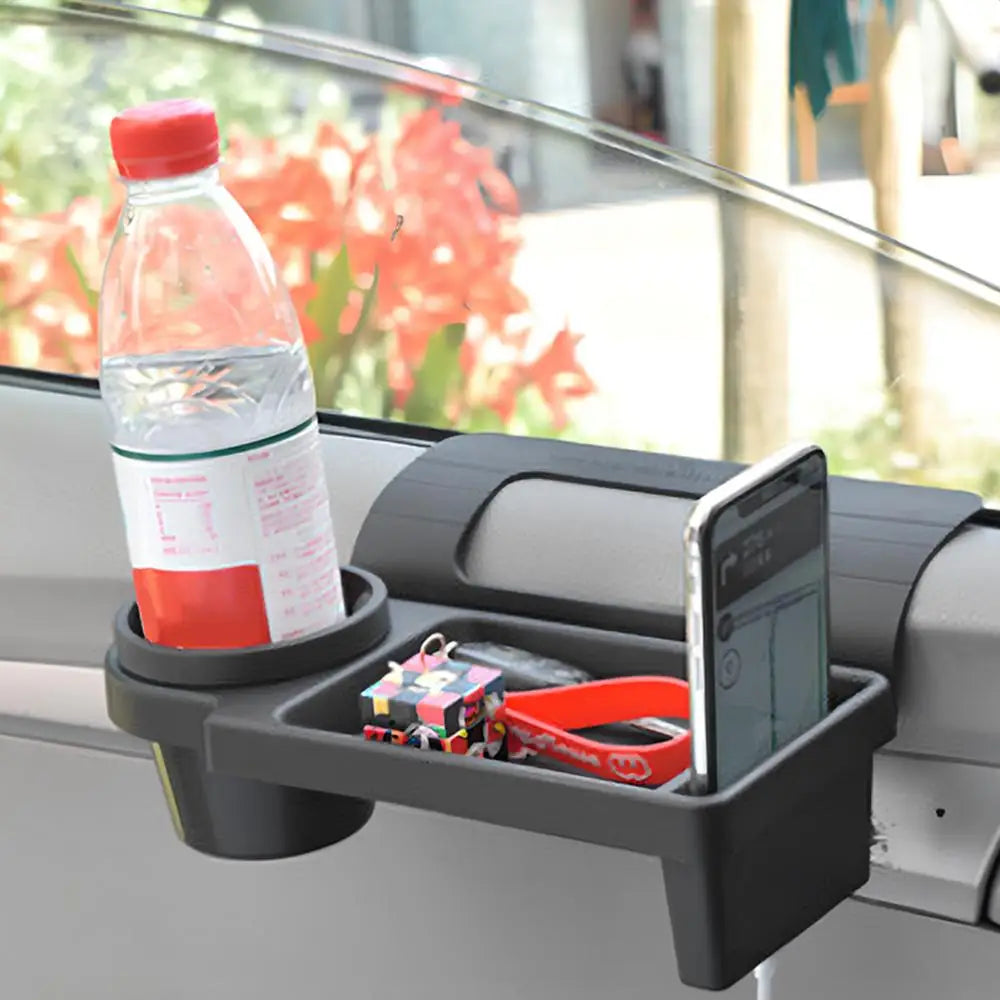 Car Door Storage Box Organizer with Cup Holder and Phone Stand, Durable ABS Material