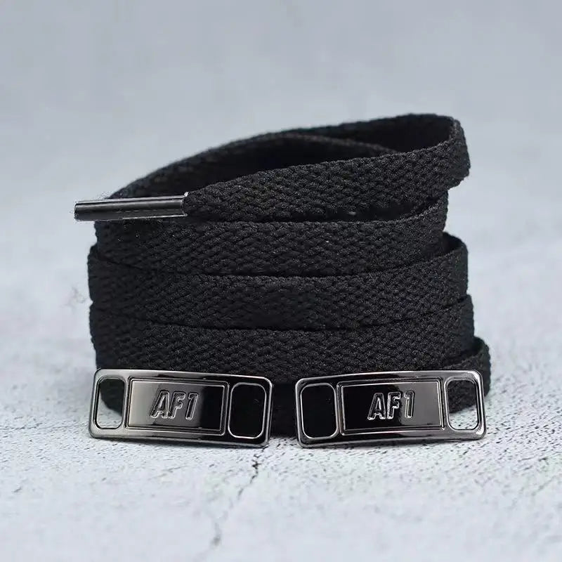 AF1 Shoelace Set, Black & White, 4Pcs with Metal Buckle, Sneaker Accessories