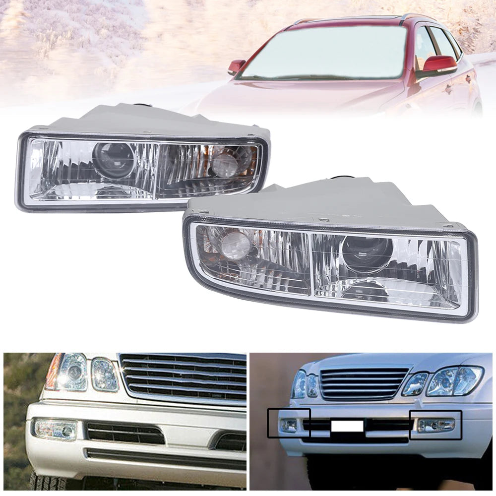 Front Bumper Fog Light Pair for 1998-2007 Lexus LX470 Driving Lamp Assembly