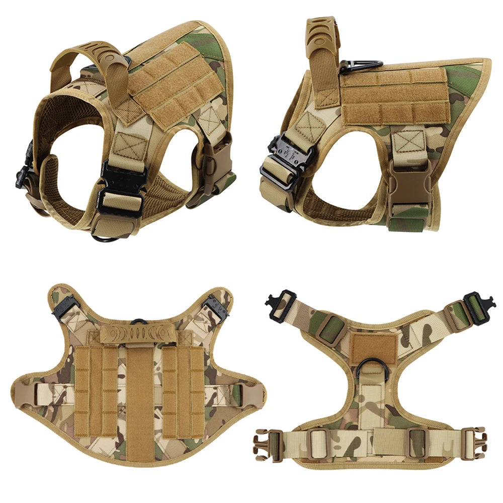 Tactical Dog Harness Set with Leash, Adjustable Vest for All Sizes, Nylon Material