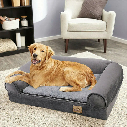 Orthopedic Dog Bed with Bolster | Waterproof, Washable Cover (L, XL, XXL)