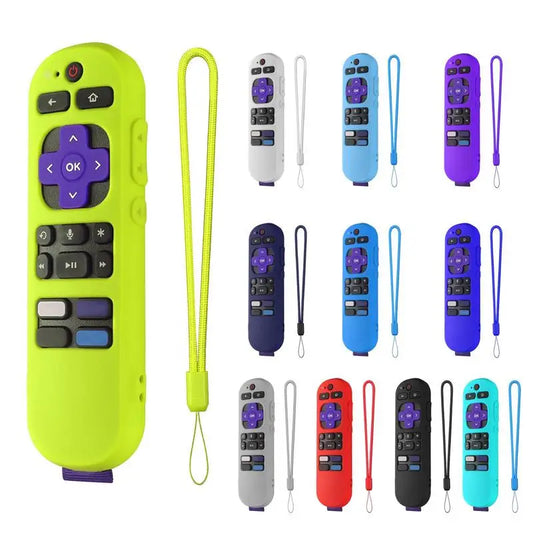 Silicone Protective Case for Roku TV Remote - Anti-Slip Cover with Lanyard