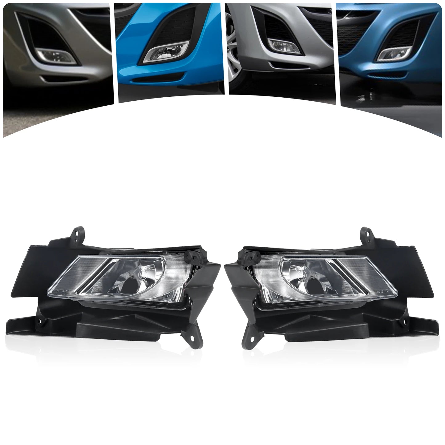 Fog Lights with Switch for 2010-2011 Mazda 3 Front Bumper Left & Right Halogen