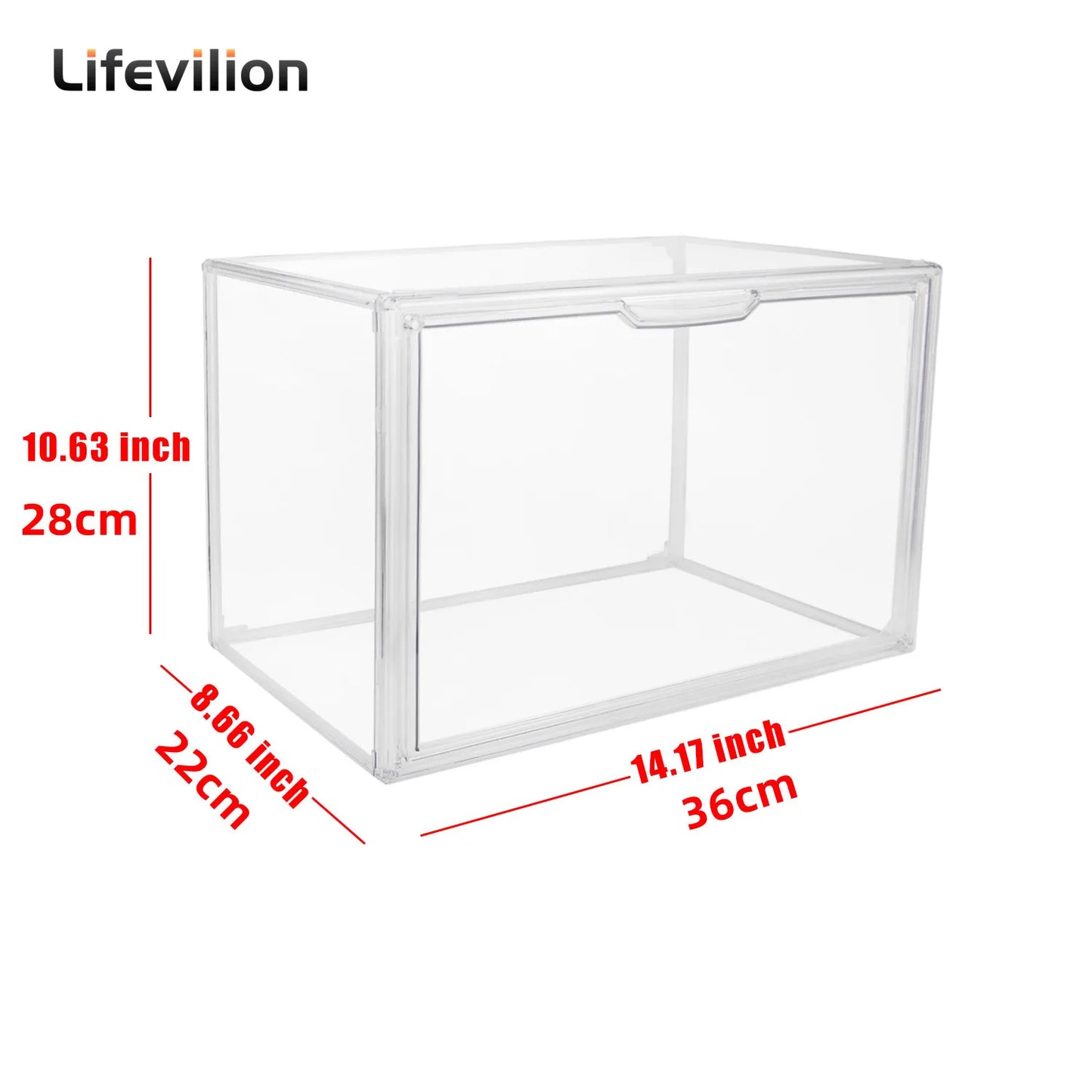 Clear Dustproof Display Case with Magnetic Door, Stackable Storage for Collectibles