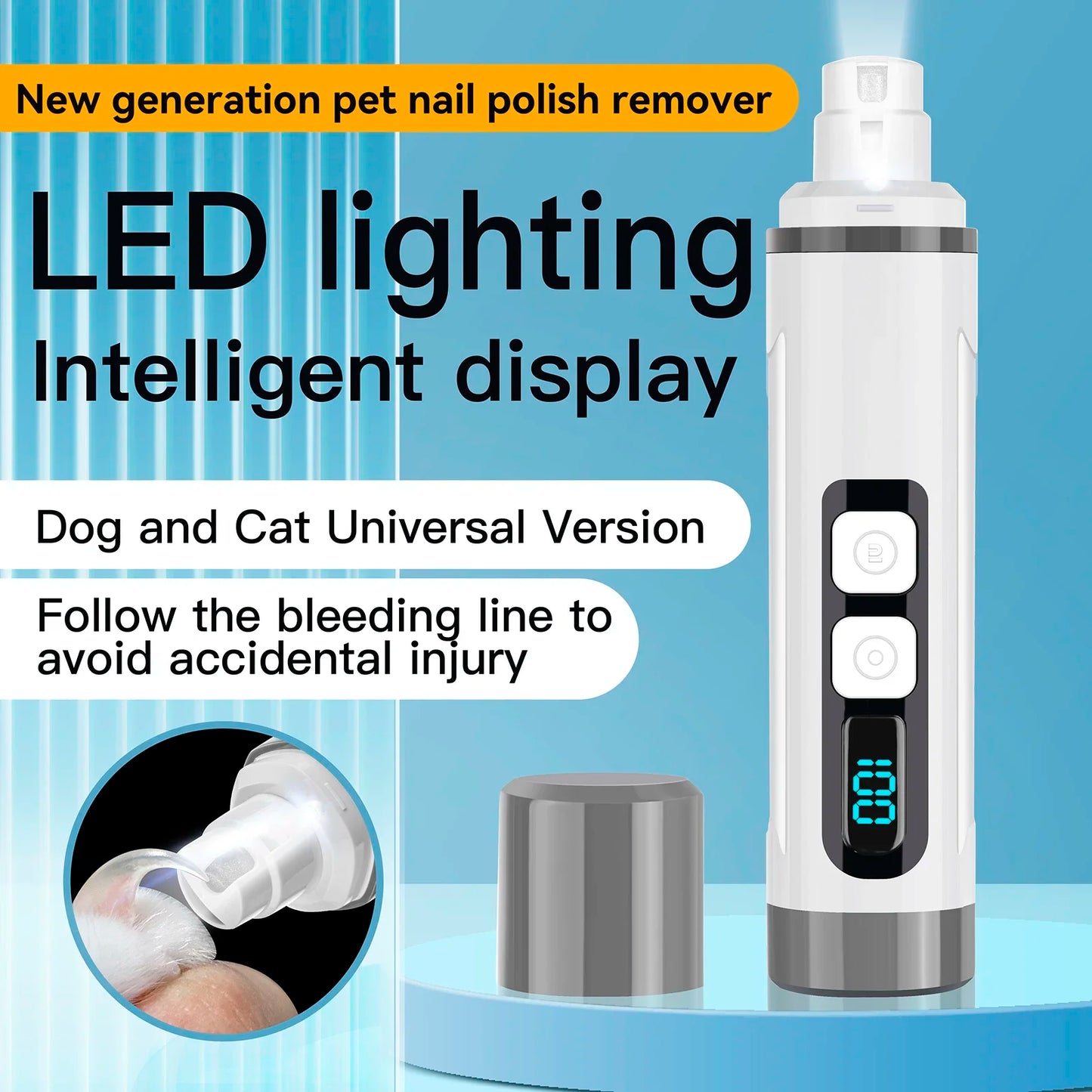 Electric Rechargeable Dog Nail Grinder Painless Pet Nail Trimmer for Dogs & Cats