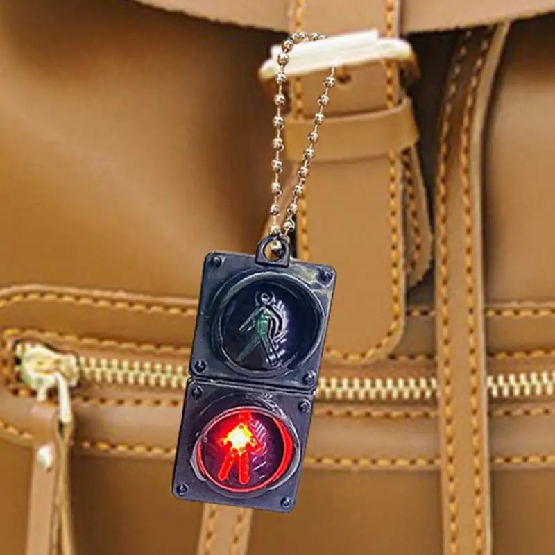 LED Traffic Light Keychain with Pedestrian Light, Fun Decorative Keyring