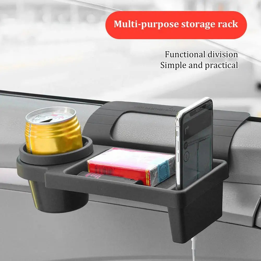 Car Door Storage Box Organizer with Cup Holder and Phone Stand, Durable ABS Material