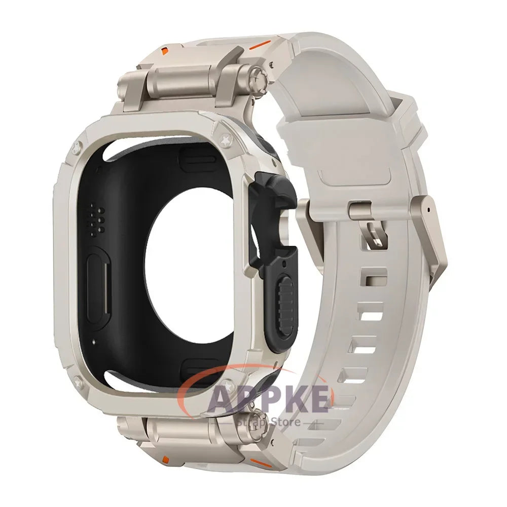 TPU Case and Rubber Strap for Apple Watch Ultra 49mm Series 9-4 Bracelet