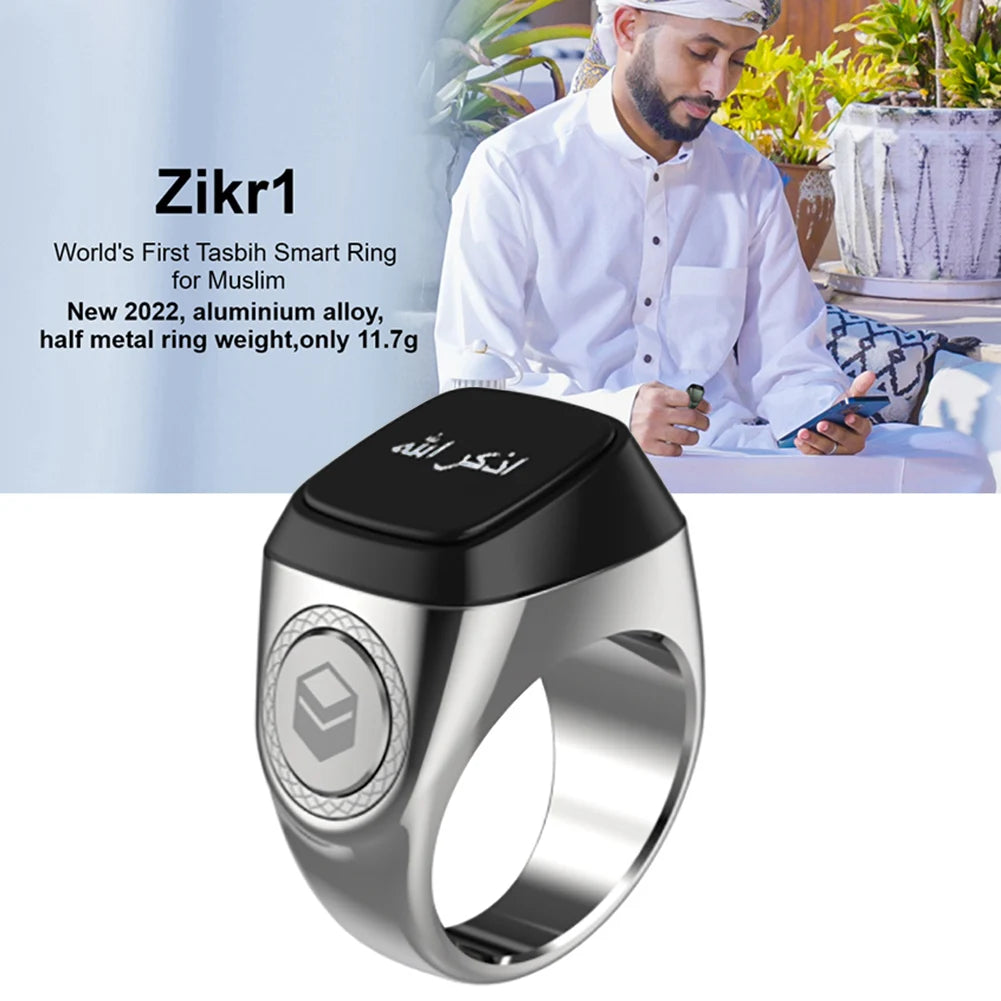 Smart Tasbih Tally Counter Bluetooth Ring with Prayer Reminder & OLED Display