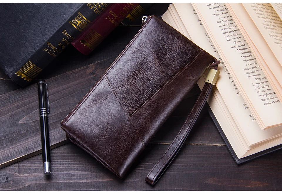 Women's Genuine Leather Long Clutch Wallet - Coin Purse & Phone Holder