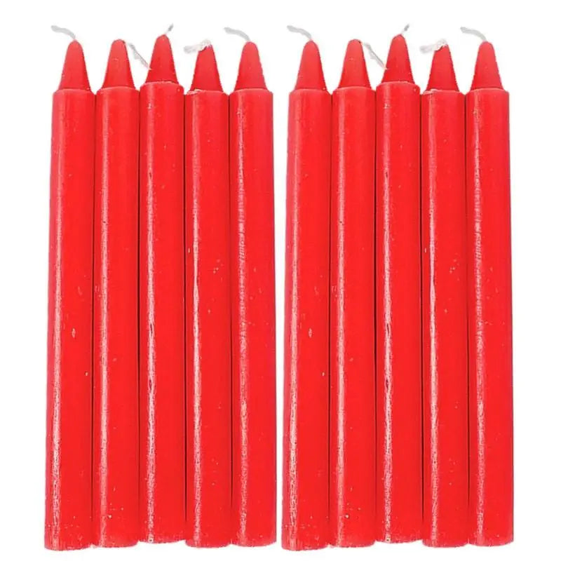 10 Pcs Taper Candles Unscented Long Lasting Red/White for Home, Wedding, Survival