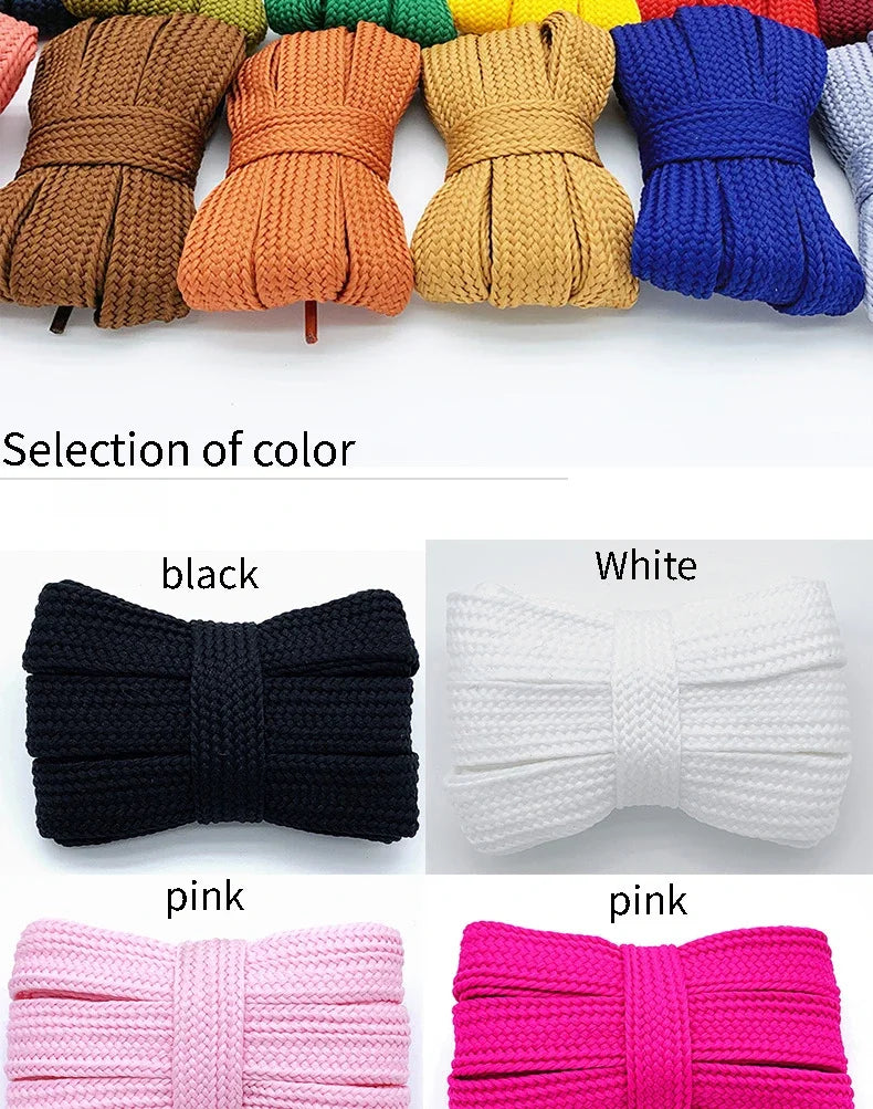 2cm Wide Flat Shoelaces for Sneakers, Fashion Rope, 100-160cm, 1 Pair